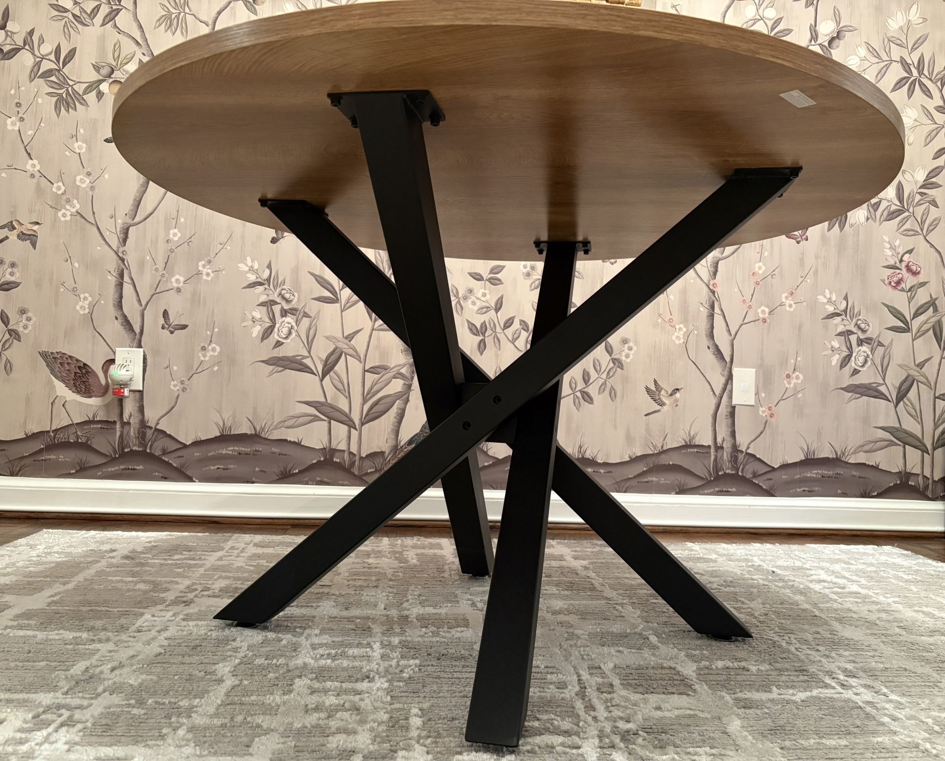 Like NEW - Round Wood and Steel Base Dining Table