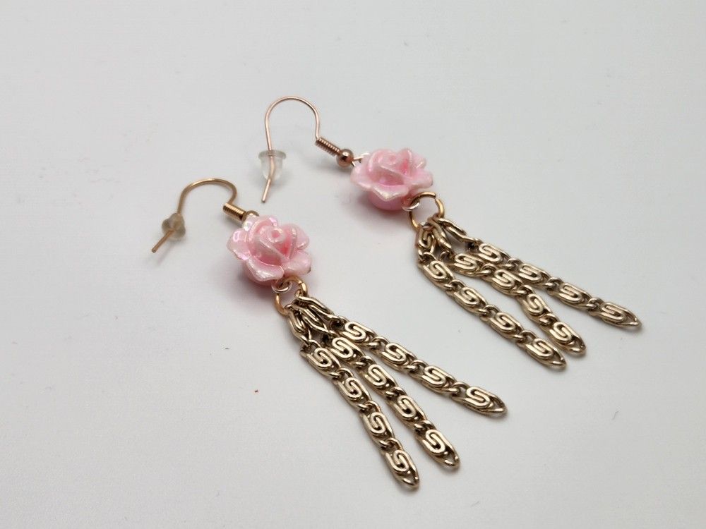 Pink Rose Earrings