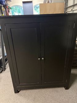 Black Wood Two-Door Storage Cabinet / Armoire  - Room & Board
