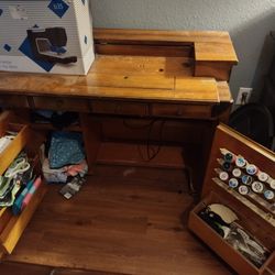 Sewing Machine And Desk