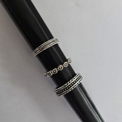 SET OF 3 MIX &MATCH SIZE 5 NEW ETERNITY BAND TITANIUM  SILVER  RINGS