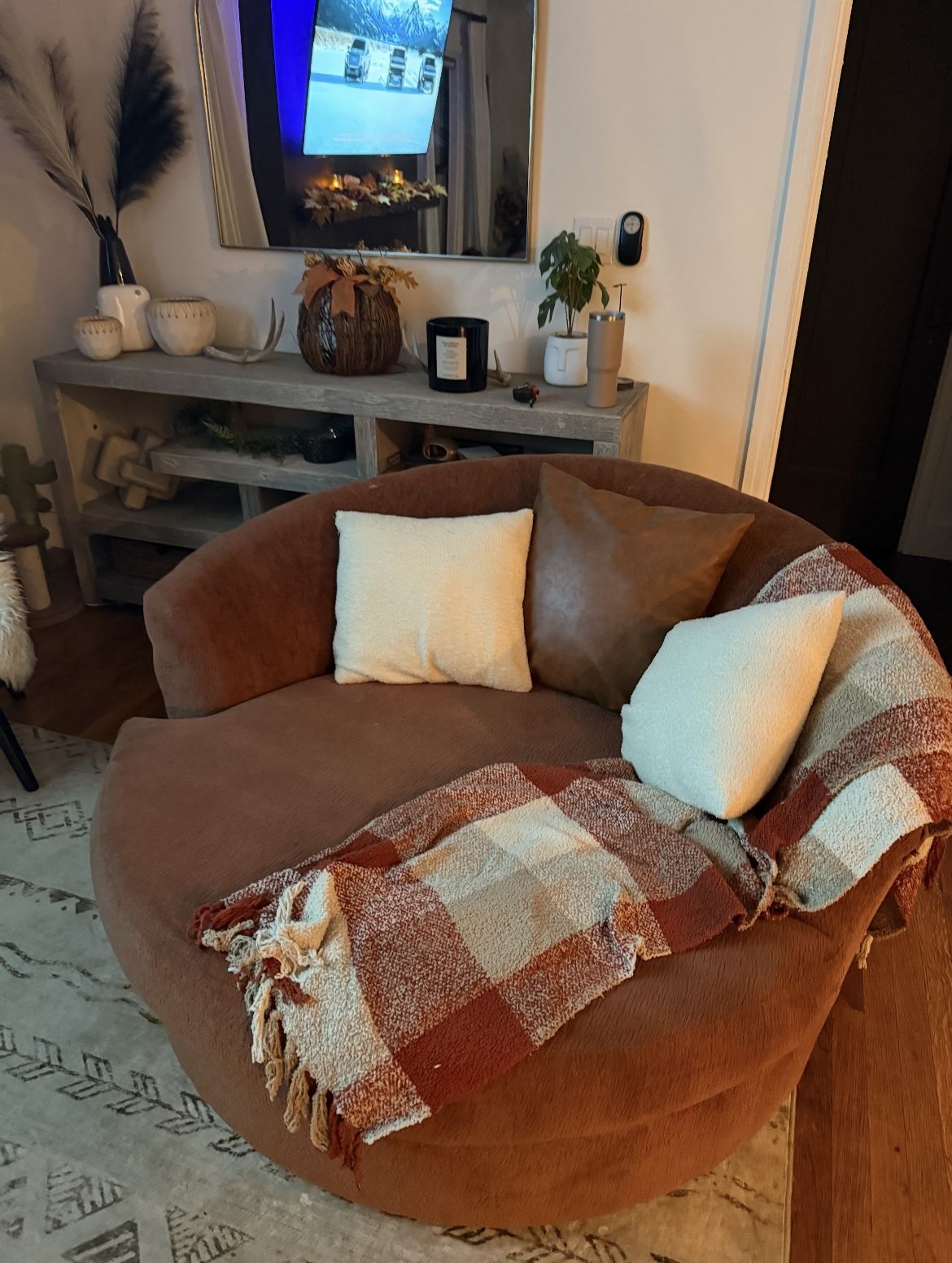 Oversized Swivel Chair (burnt Orange Color)