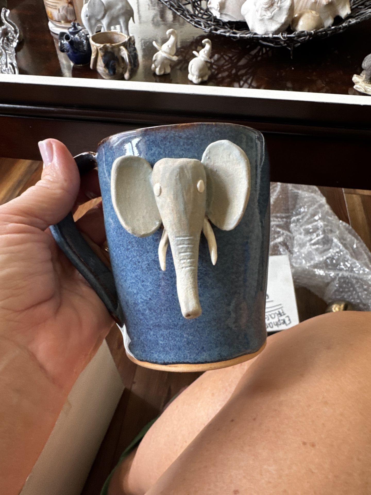 Vintage Elephant Cup Seagrove Nc Pottery 