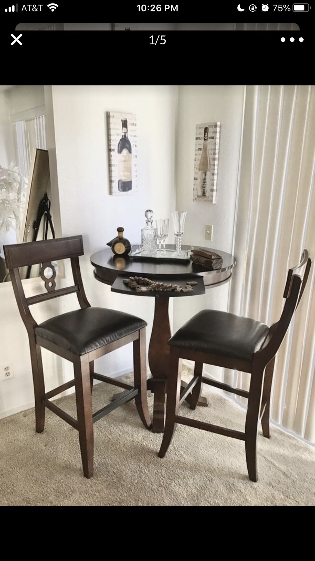 Bar Table and (2) Large Chairs
