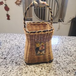Vintage Rooster Wine Bottle Basket 