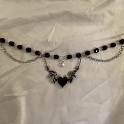 Handmade Black Heart Necklace 