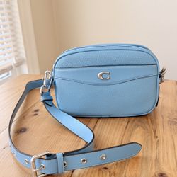 NEW baby blue Coach camera crossbody bag