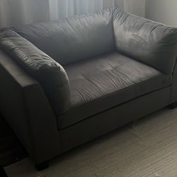  Velvet Dark Grey Couch And Wide Chair 