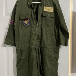 Her Universe Captain Marvel Cargo Romper JumpSuit Green Cosplay Costume Suit