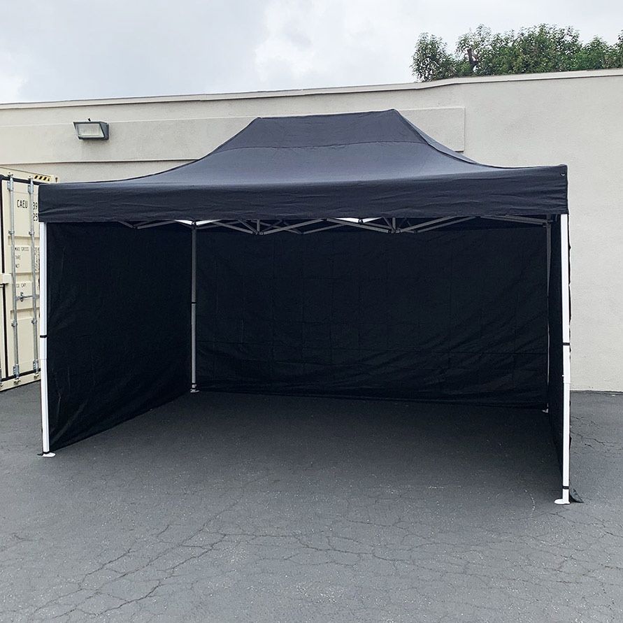 (NEW) $165 Heavy Duty 10x15 ft Popup Canopy with (3 Sidewalls) Instant Shade w/ Carry Bag (2 Colors)