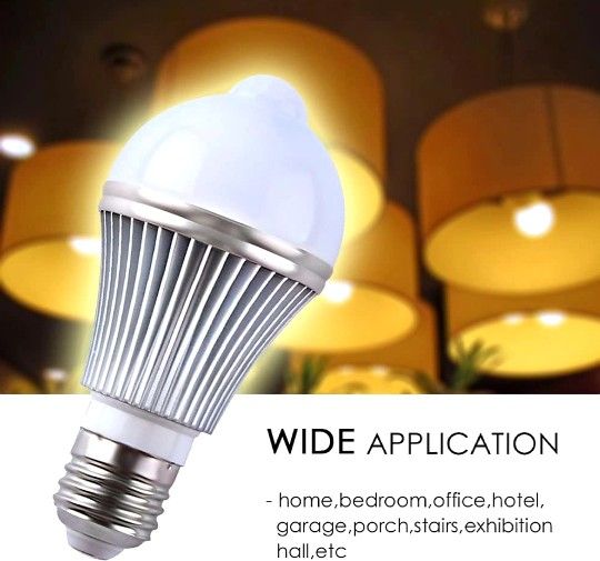 Motion Sensor Led Bulb 5W E27 PIR Infrared Motion Sensor Light Detection Lamp Auto Switch Night Light for Porch Patio Garage Stairs Lobby Carport Corr