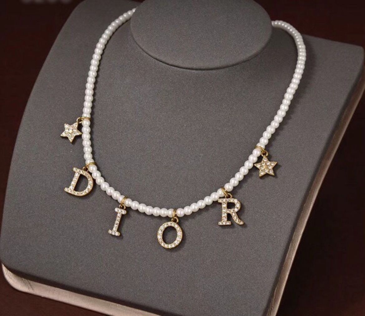 Mini Pearl Gold Letter Necklace