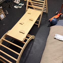 Montessori Wooden Climbing Set Pikler Triangle + Ramp + Arch