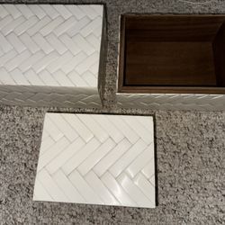 3 Decorative Woven Ivory Resin Boxes 