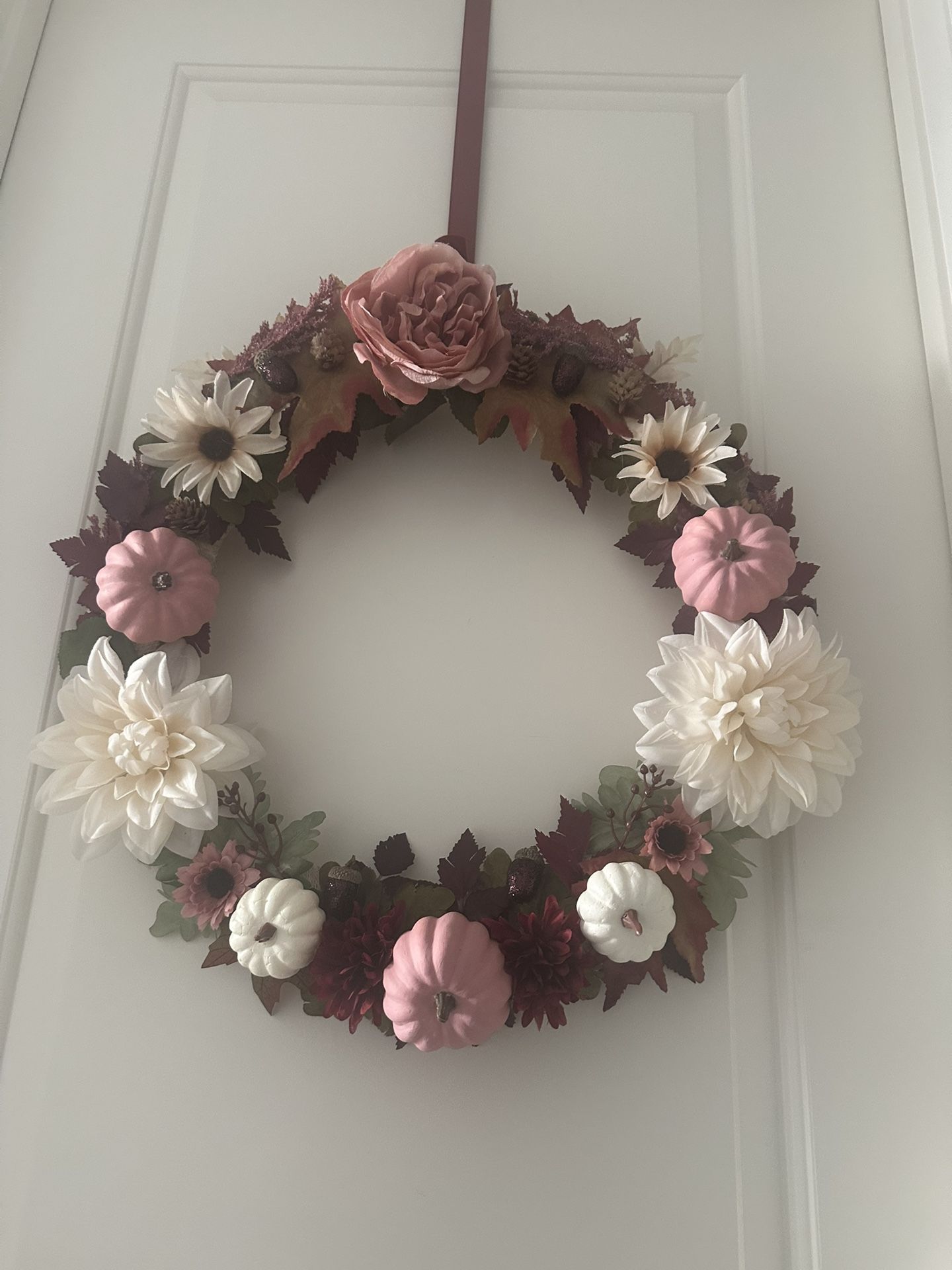 18 Inch Pink Colors Fall Wreath