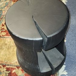 Black - Natural Wood Stump Side Table