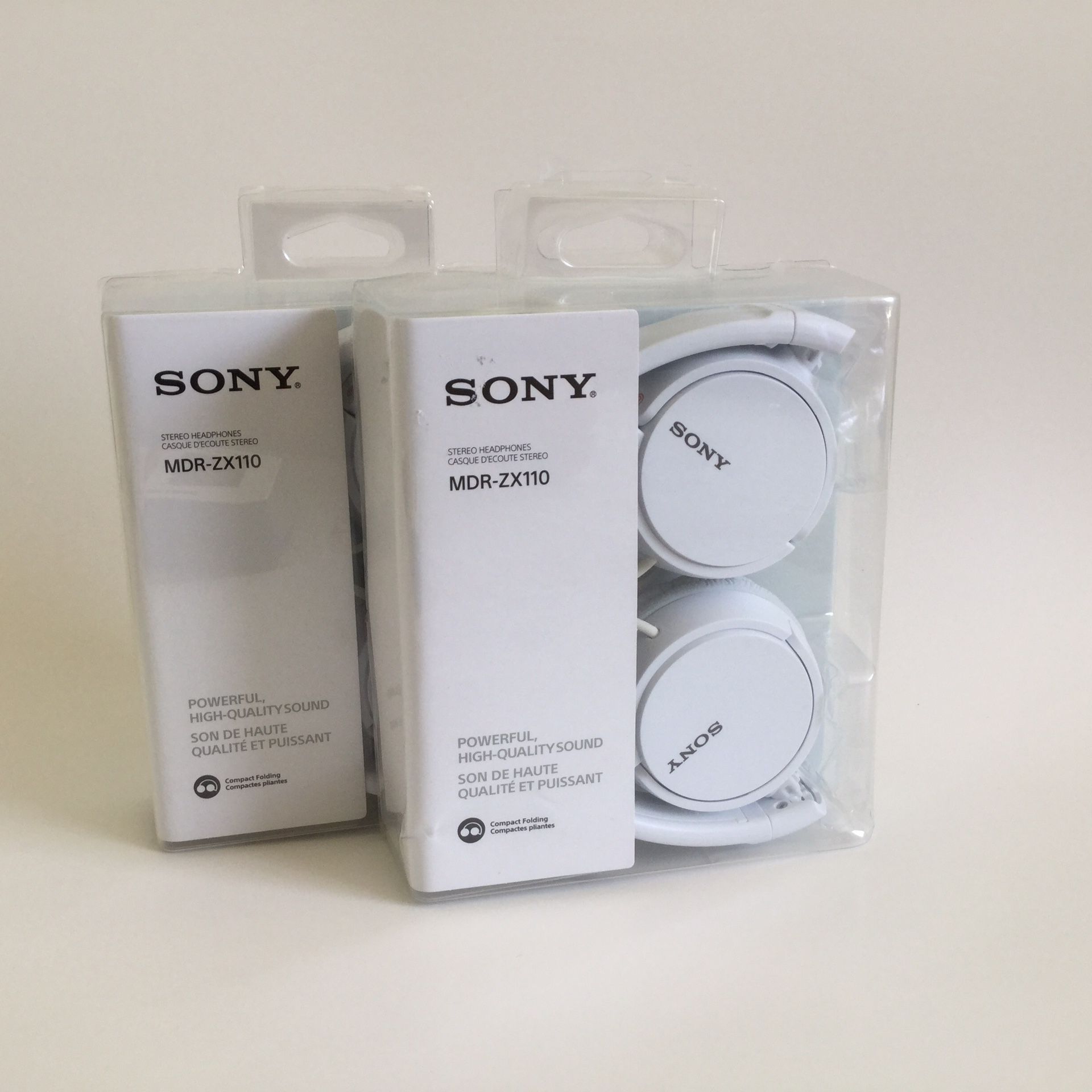 👗Two White Sony Foldable Stereo Headphones👗