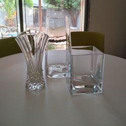 Trio of Heavy Premium Glass Vases