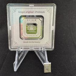 10 gram .999 silver Geiger bar in assay