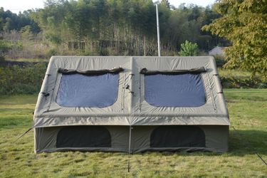 9.8 x13ft Inflatable Camping Tents with Hand Pump, Air Glamping Tents, Easy Setup Waterproof and Windproof Blow up Tent, 4 Seasons Oxford Cabin Tent w
