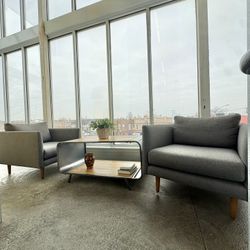 Article Burrard Midcentury Modern Minimalist Gray Fabric Lounge Accent Reading Chair $369/each (🚚 FREE Delivery) 