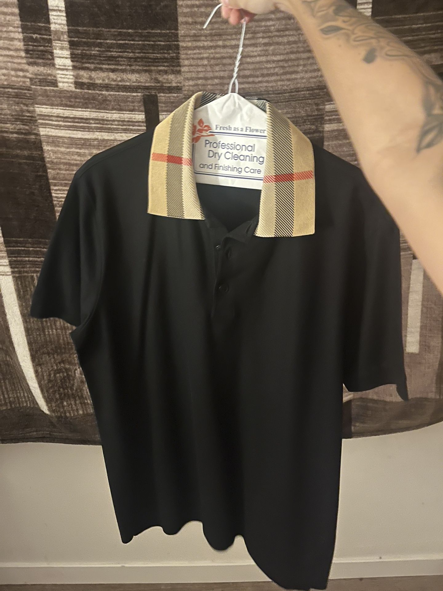Burberry Check Collar Cotton Polo