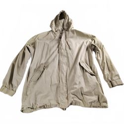 J.Crew Khaki Cotton Hooded Utility Jacket Anorak Parka Mens Size Large