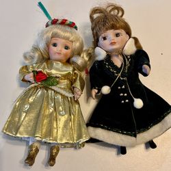 💝 Marie Osmond Fine Porcelain Greeting Card Dolls – Knickerbocker Limited Edition 1990s – Set of 2