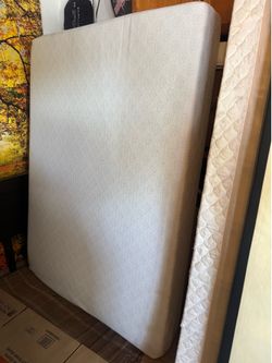 3 pc: full size memory foam gel mattress $75 , boxspring $35 , metal frame  $35