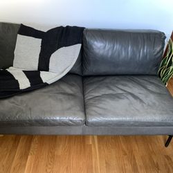 BluDot -  "New Standard 60" Armless Leather Couch -  Sofa - Graphite