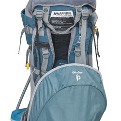 Hiking Child Carrier t— the blue/teal framed backpack with metal frame