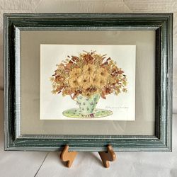 Framed And Signed Dried Flower Art 