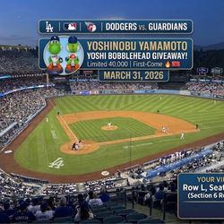 Dodgers vs. Guardians – YOSHI BOBBLEHEAD GIVEAWAY!
