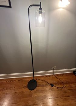 Black Floor Lamp with Glass Shade