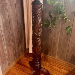 Hand Carved Mahogany Wood Plant Stand
