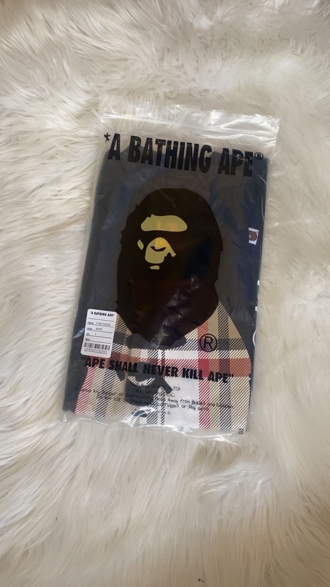 Bape Burberry Shirt Black Large