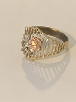 14k Gold Rose Gold Flower Ring Size 7.5 3.5g Thumbnail