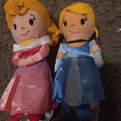 Set Of Small Cinderella And Sleeping Beauty Plushies 