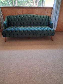 Velvet Tufted Sofa, Hunter Green