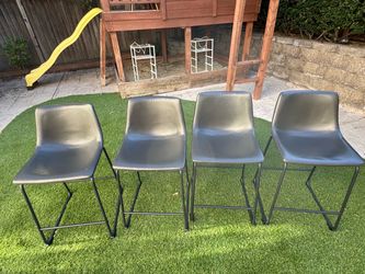 Set of 4 Faux Leather Bar Stools