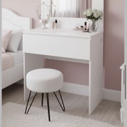 WHITE vanity SET For Sale - Desk, Stool & Mirror