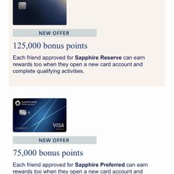 Chase Saphire 75000 Or 125000 Points!