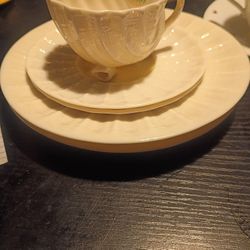 Beleek Neptune Tea Cup And Saucer Made In Ireland
