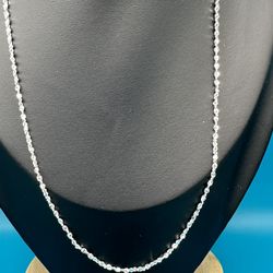 New Pure Silver .999 Diamond Cut Chain 3 Loop Closure Brilliant Shine Statement Chain 3.41 Grams  17” Long