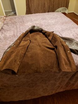 brown leather verse to suede coat