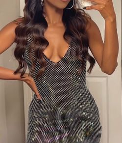 Black Rhinestone bodycon dress