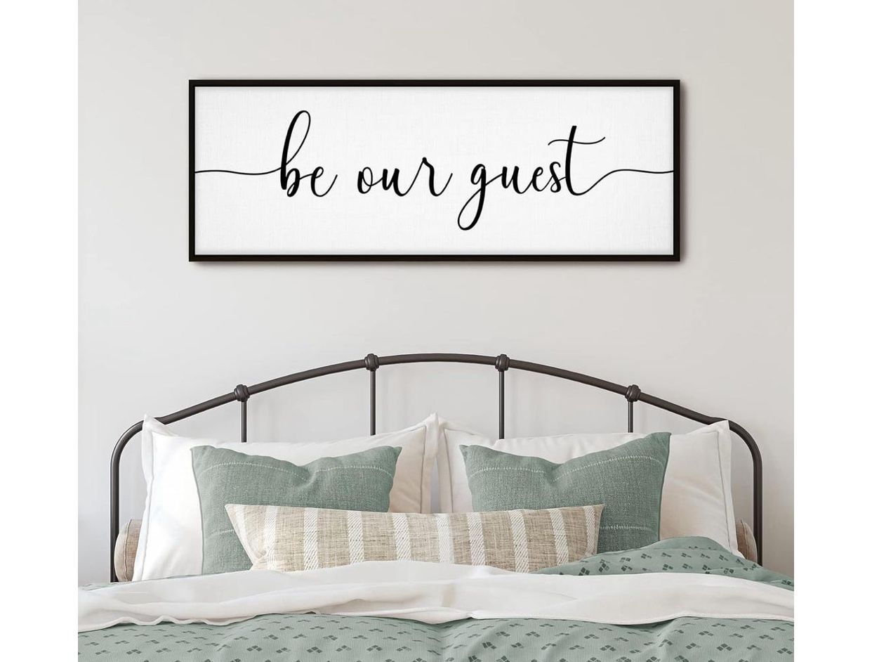 Be Our Guest Sign Wall Decor - 41X14 Be Our Guest Wall Art Wood Framed Wall Decor for Bedroom Be Our Guest Sign Above Bed Be Our Guest Wall Art Hangin