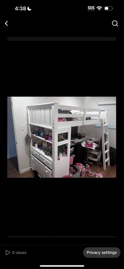 Loft-bunk  Bed with Desk - White