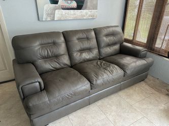 Brown leather couch
