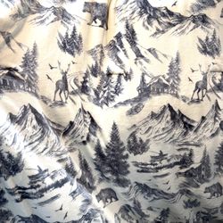 Full/queen thick heavy warm  sherpa blanket. Deer Bear woods lake design